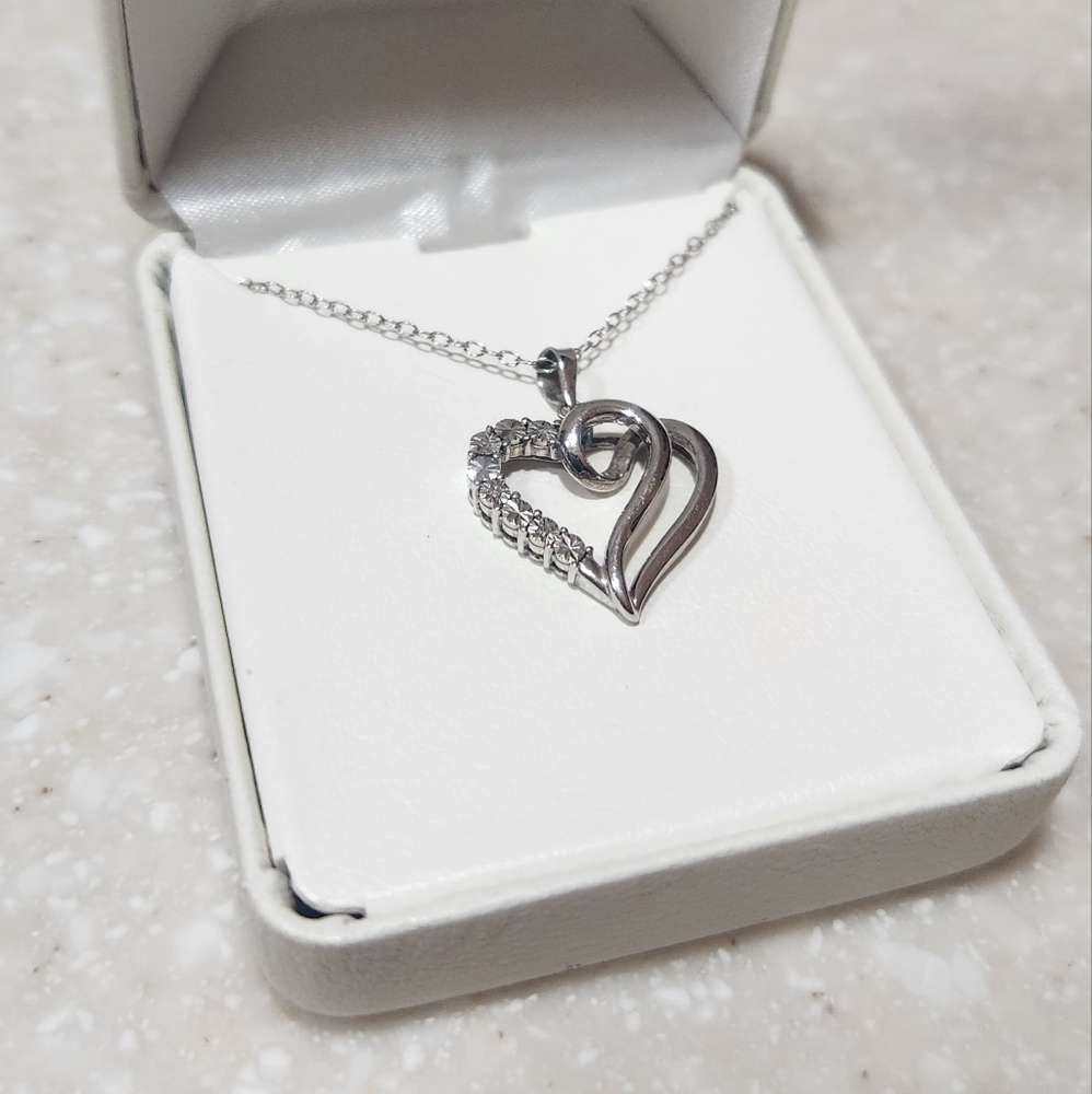 Sterling Silver Diamond Accent Swirl Heart